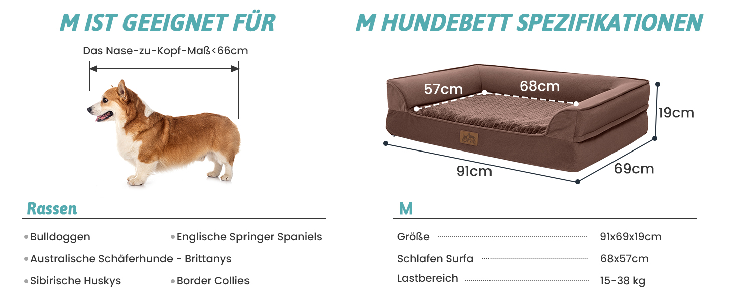 Ортопедичне ліжко для собак маленьких порід, водонепроникне диван-ліжко з бортиками, з підтримуючою піною, зручне ліжко для домашніх тварин з знімним, пральним чохлом, водонепроникний наповнювач, антиковзаюче покриття (107 x 76 x 19 см, Колір: Коричневий)