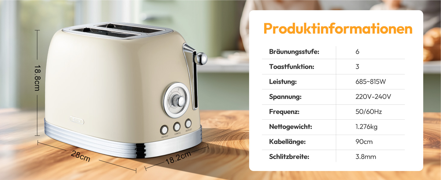 Електричний чайник та тостер Retro, зелений (кремово-білий), нержавіюча сталь, 2200 Вт, 1.8 л, BPA-free