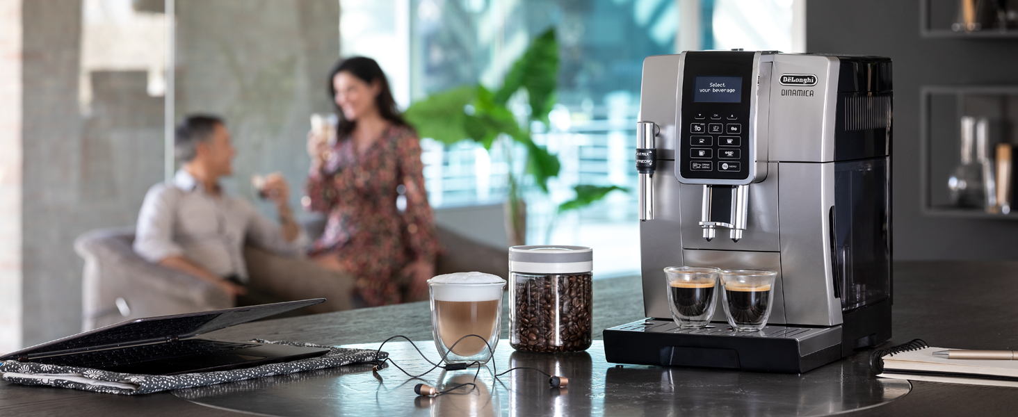 Кавомашина De'Longhi Dinamica ECAM 350.15.B з капучинатором, для еспресо та кави, срібна
