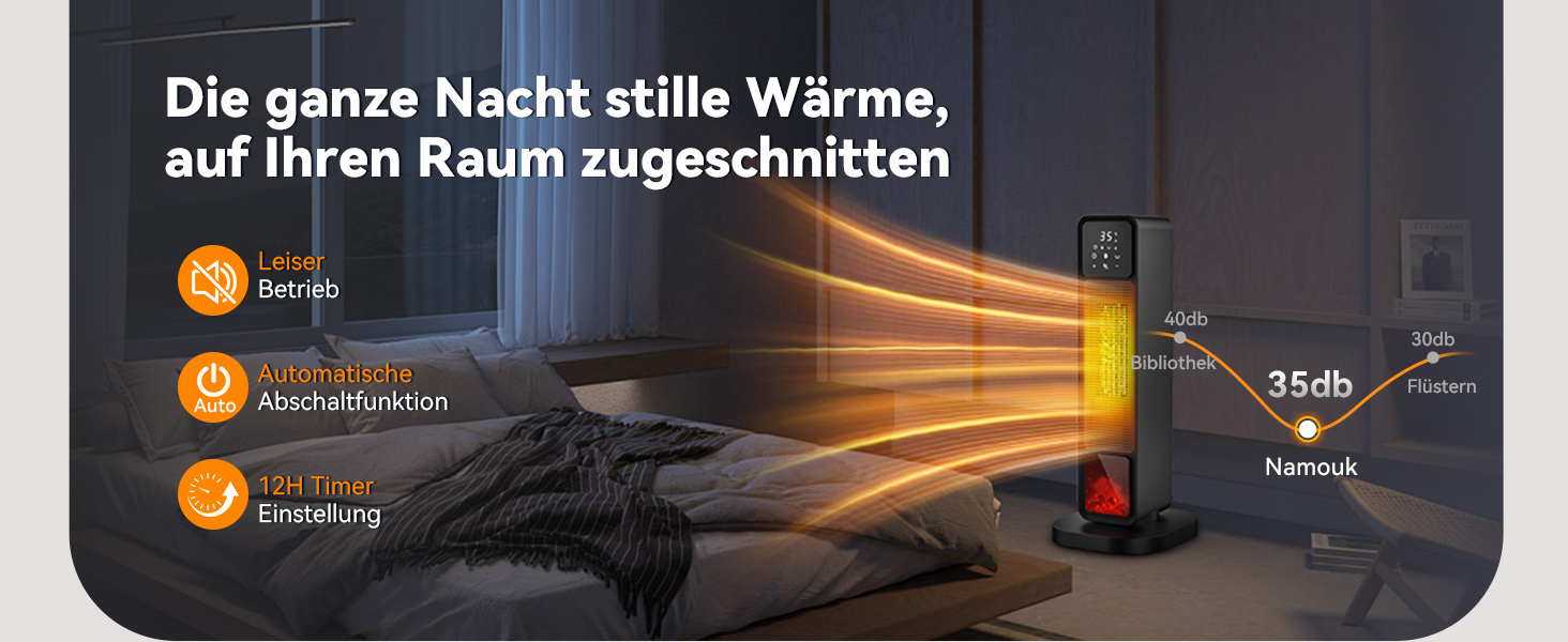 Електричний обігрівач PTC, 2200W, керамічний, з пультом, 4 режими, таймер 12H, термостат, ECO-режим, осциляція 70°, захист від перегріву та перекидання, для дому/офісу, чорний, 61 см