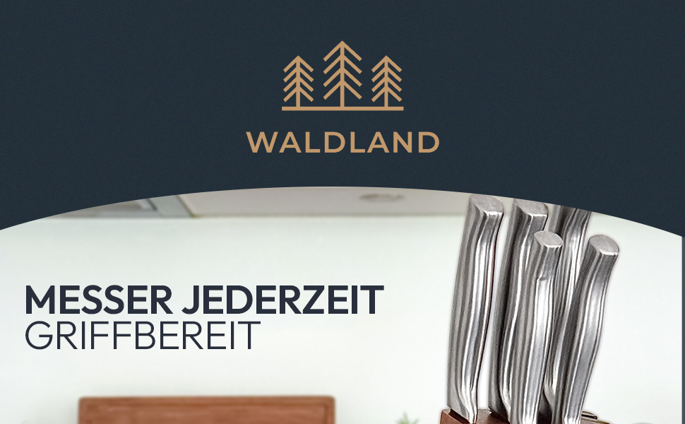 Набір ножів Walmland Premium з бруском для заточування – 7 предметів | Набір кухонних ножів з бруском | Акацієве дерево