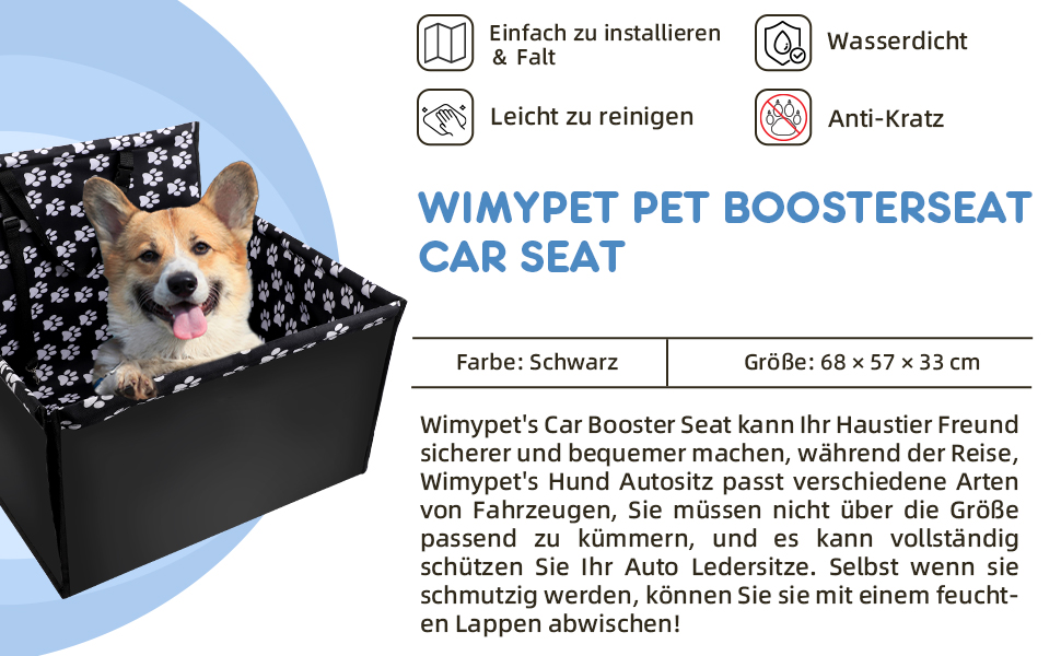 Захисна накидка на автосидіння для собак, водовідштовхувальна, з кріпленням для безпечного транспортування, 57x57x33 см