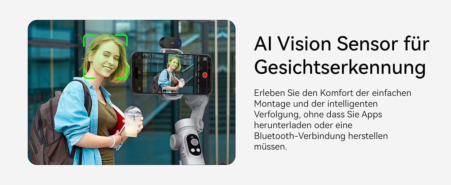 Стабілізатор для смартфона AOCHUAN 3-осьовий з RGB-підсвічуванням, для iPhone/Android, з функцією відстеження обличчя, сірий (Smart X Pro AI)