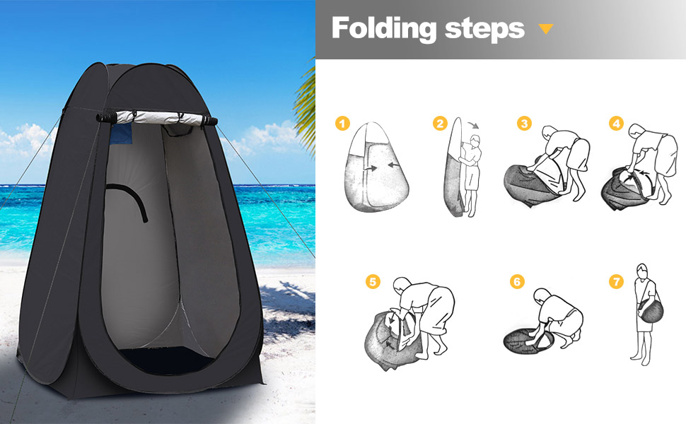 Намет для туалету CLIPOP Pop-Up, портативний, для душу, захист від сонця, водонепроникний, 120x120x190 см, чорний