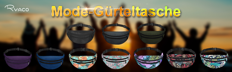 Чоловіча/жіноча поясна сумка RYACO: водонепроникна, для подорожей, спорту та активного відпочинку. Чорна