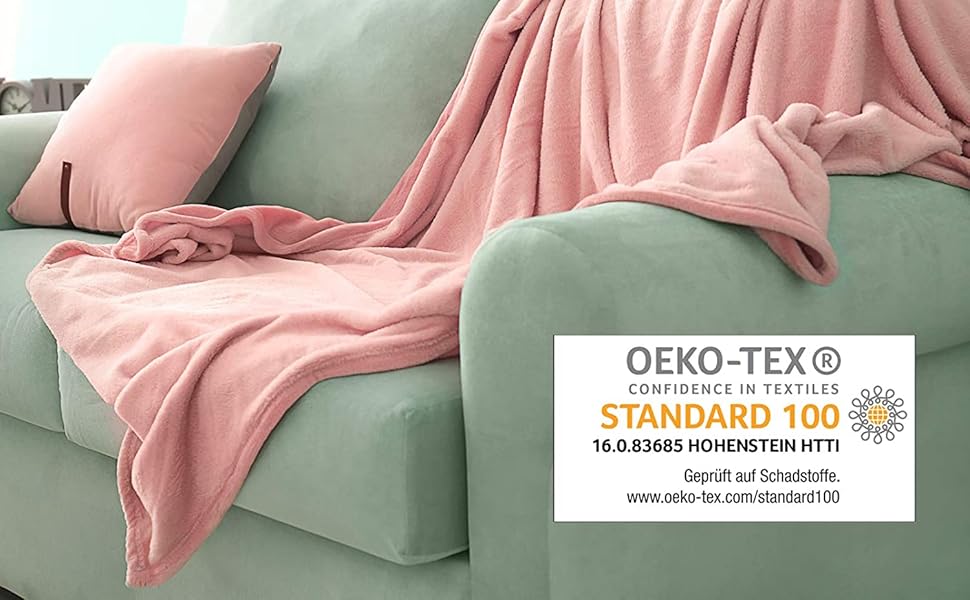 Плед Kuscheldecke Heimtextland: теплий фланелевий плед 150x200 см, бежевий, м'який, без ворсу, сертифікат Öko-Tex