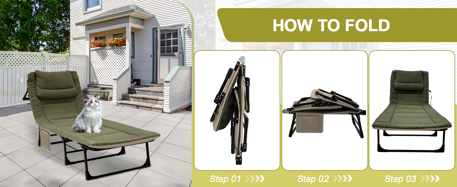 Розкладне ліжко-крісло для кемпінгу з матрацом, 6 положень спинки, ліжко для риболовлі, Outdoor ліжко XXL, 65x190x30 см, 1-місне, для відпочинку на природі