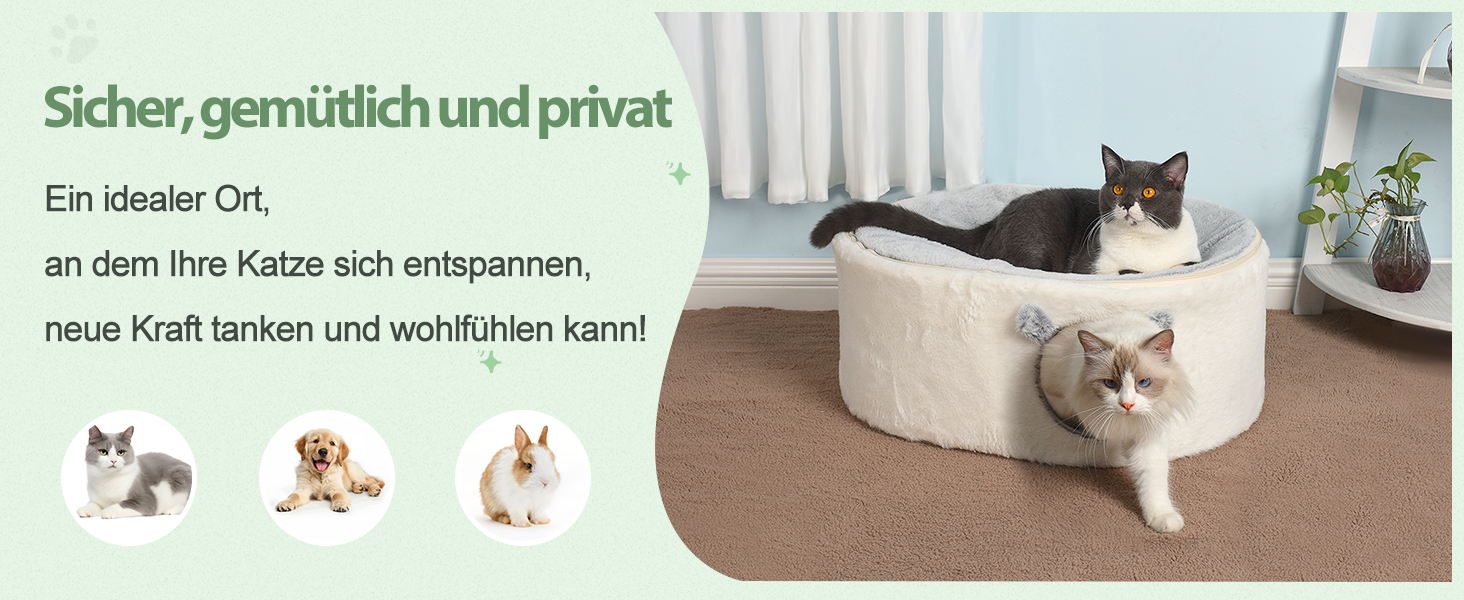 Кітчеве ліжко GUUSII HOME для котів: затишна печерка, м'яке гніздо, 60x45x27 см