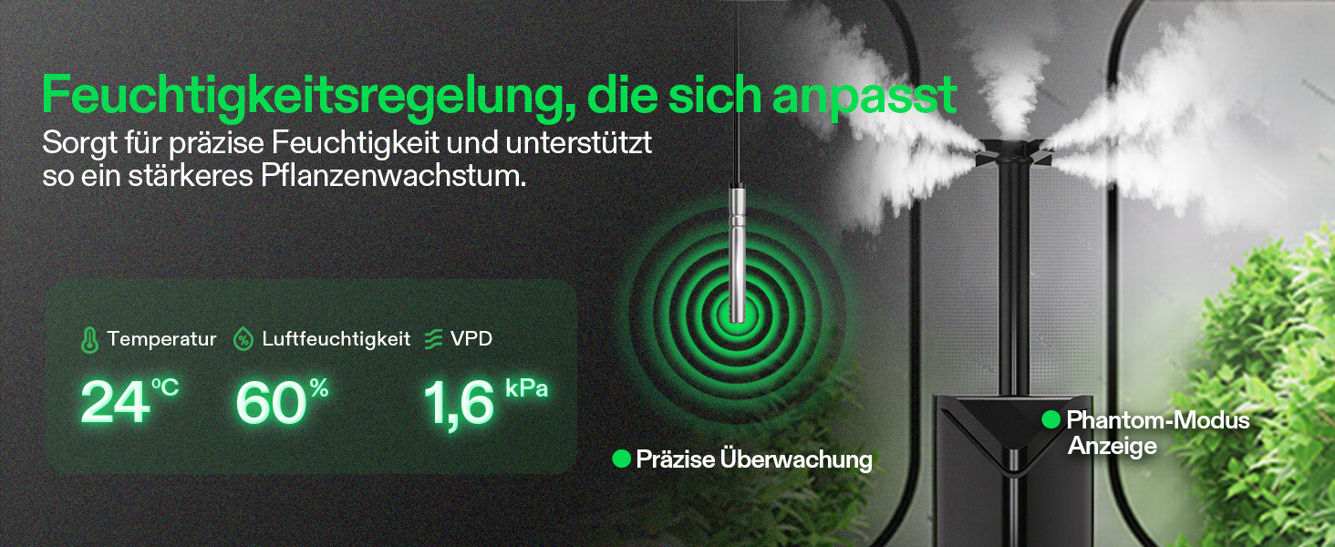 Зволожувач повітря VIVOSUN для рослин, AeroStream H05, 19л, ультразвуковий, тихий (24дБ), 360°