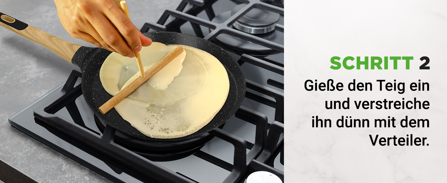 Сковорода для млинців Nutrichef з антипригарним мармуровим покриттям 23 см, індукція, алюміній, з дерев'яною лопаткою