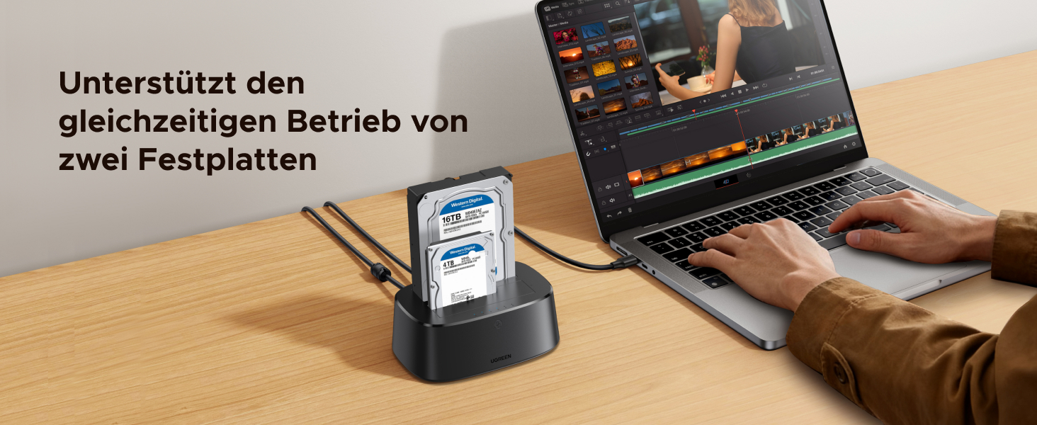Док-станція для жорстких дисків UGREEN Dual Bay USB 3.0 5Gbps з функцією офлайн-клонування