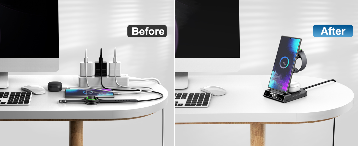 Бездротова зарядка 3-в-1 для Samsung Galaxy S25 Ultra, Watch 8/Ultra/7/6, Buds 3/3 Pro. Підтримка моделей S25/S24/S23, Z Flip 7/Fold 6