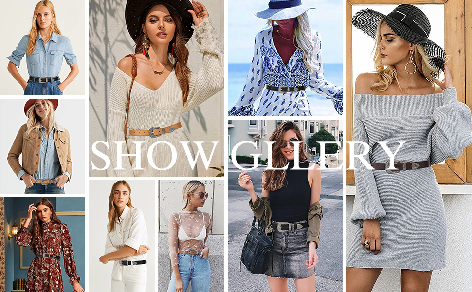 Жіночий шкіряний ремінь JasGood для джинсів та штанів, вінтажний стиль, колір чорний, розмір M (110 см)