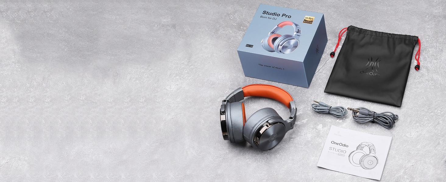 OneOdio Pro 50: Hi-Fi навушники для студії та DJ, 50 мм драйвер, Share-Port, 6.35/3.5 мм, для подкастів, телефону, ПК