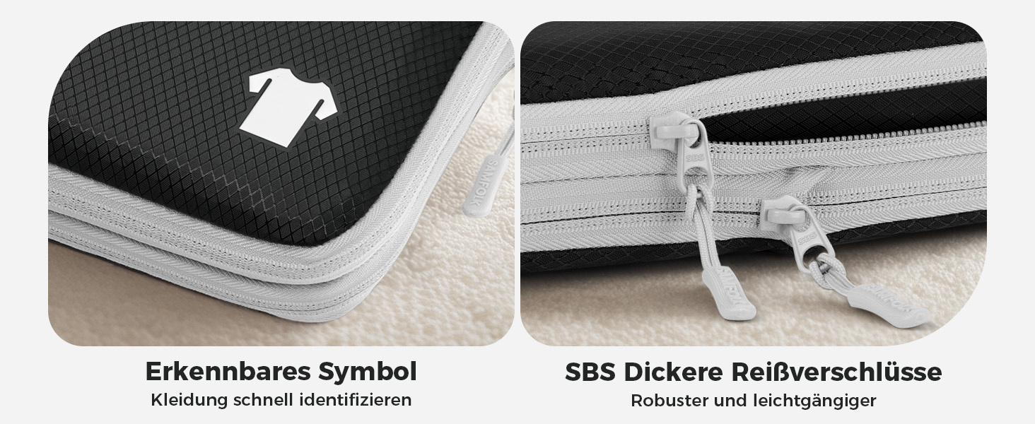 Органайзери для валізи - набір 8 шт. (Compression Packing Cubes), вологостійкий, для подорожей, чорний