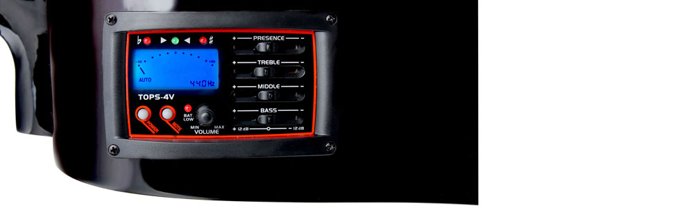 Класична акустична гітара Westerngitarre WS-10BK-CE з підсилювачем, чорна, глянцевий лак. Dreadnought, Cutaway, 3-Band EQ + Presence, тюнер LCD, XLR та Klinke