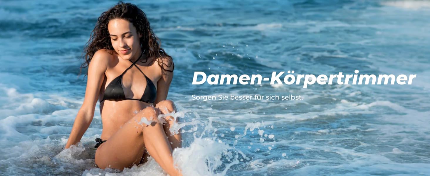 Електричний жіночий тіло-тример PRITECH для бікіні. Вологозахищений (IPX7), USB, з зарядною станцією