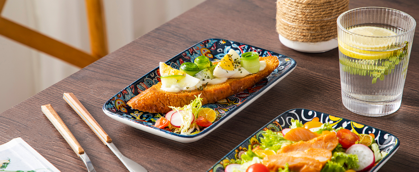 Набір тарілок Vancasso Servierplatten Porzellan, 6 шт., 22 x 13 x 2.3 см, 8.5 дюймів