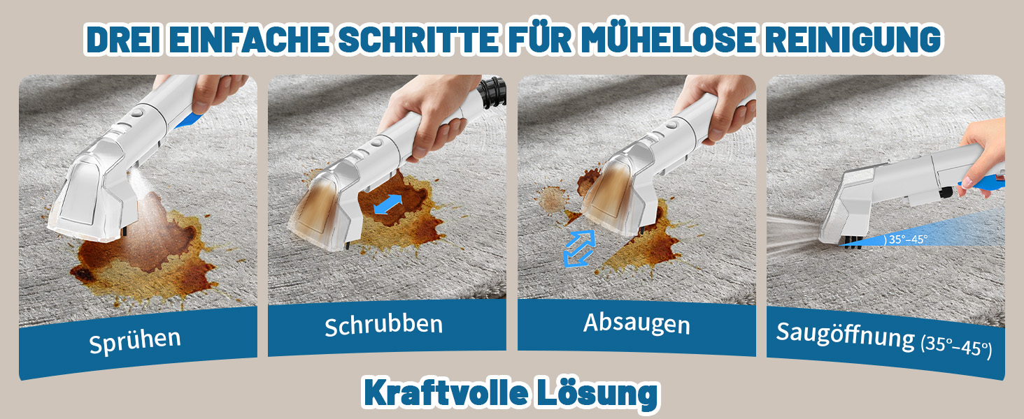 Пристрій для чищення м'яких меблів та килимів, 600W, 17kPa, миючий пилосос, з миючим засобом, компактний, для килимів, диванів, автомобільних сидінь та соф