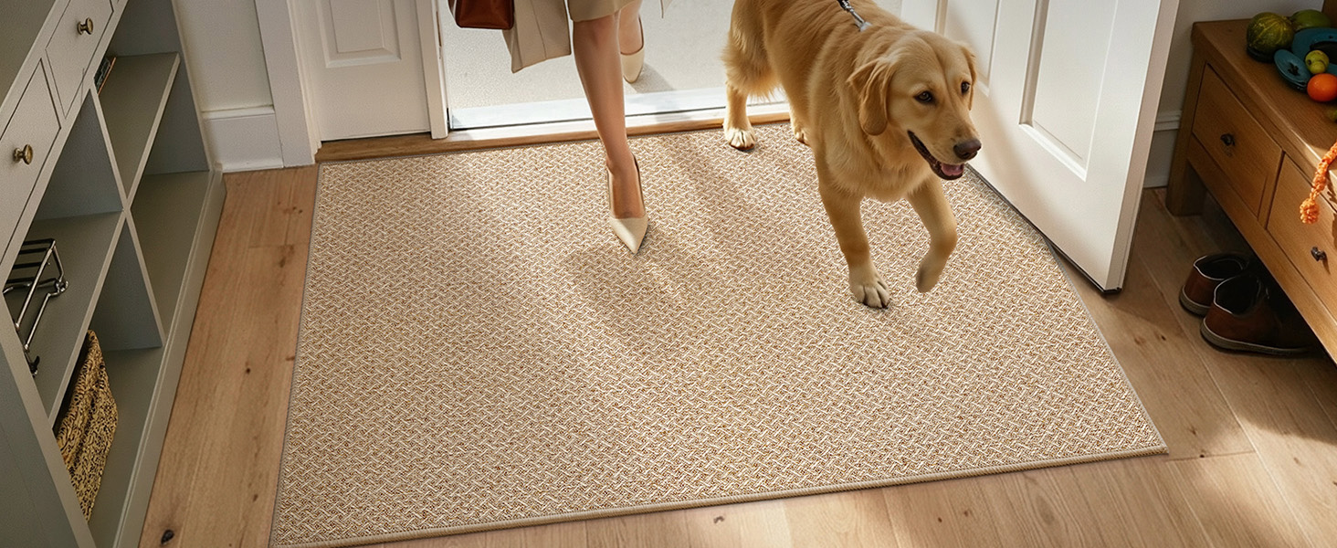 Килимок вхідний COLOR&GEOMETRY 44 x 76 см, протибрудовий килим для дому, нековзкий килимок біля дверей, колір хакі
