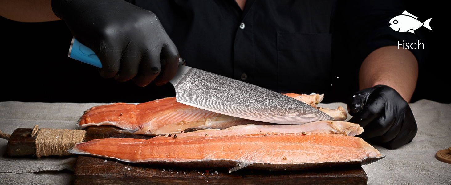 Ніж шеф-кухар Kiritsuke з дамаської сталі Home Safety, 18.8 см, VG-10, ергономічна ручка з натуральної смоли, подарункова коробка