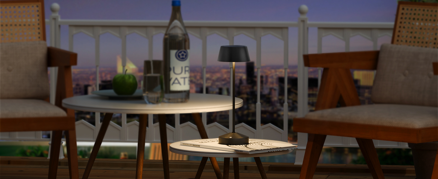 Світлодіодні настільні лампи сонячні LED 2 шт. для вулиці 3000K з сенсорним вимикачем, акумуляторні, димовані, IP44 для кемпінгу, саду, балкону, тераси