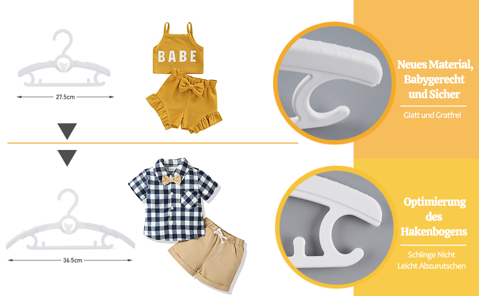 24 дитячі вішалки для одягу: економія місця, регульовані, 27.5-37 см, з гачками для штабелювання, неслизькі, для малюків та школярів, білі (24 шт.)