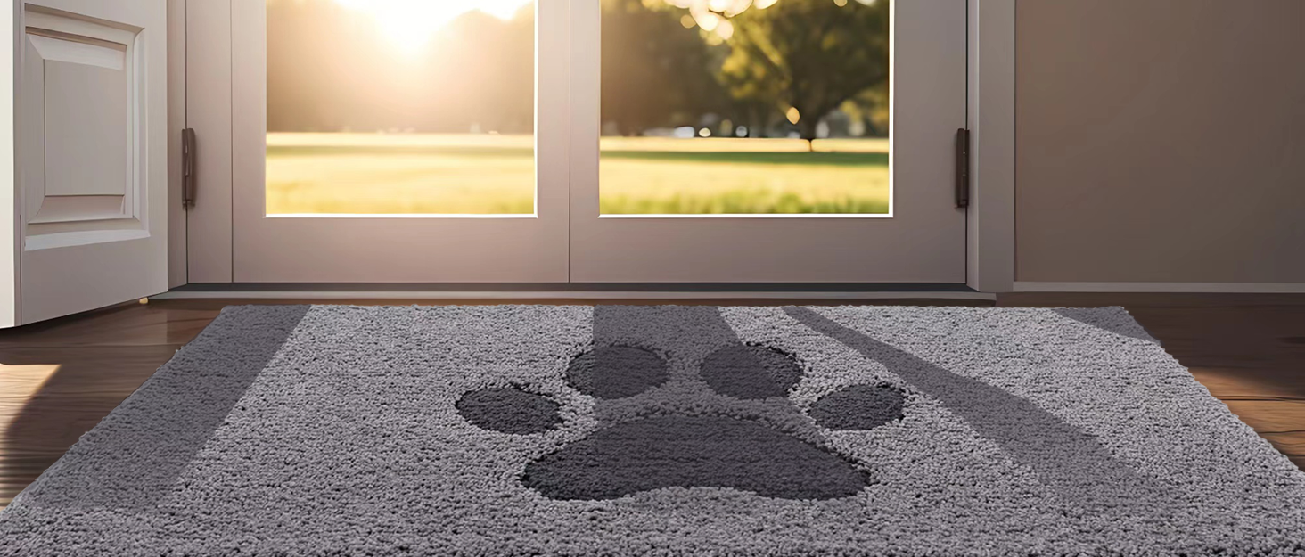 Килимок для дому 50x80 см, сірий, неслизький, миючий, для собак, супер вбираючий