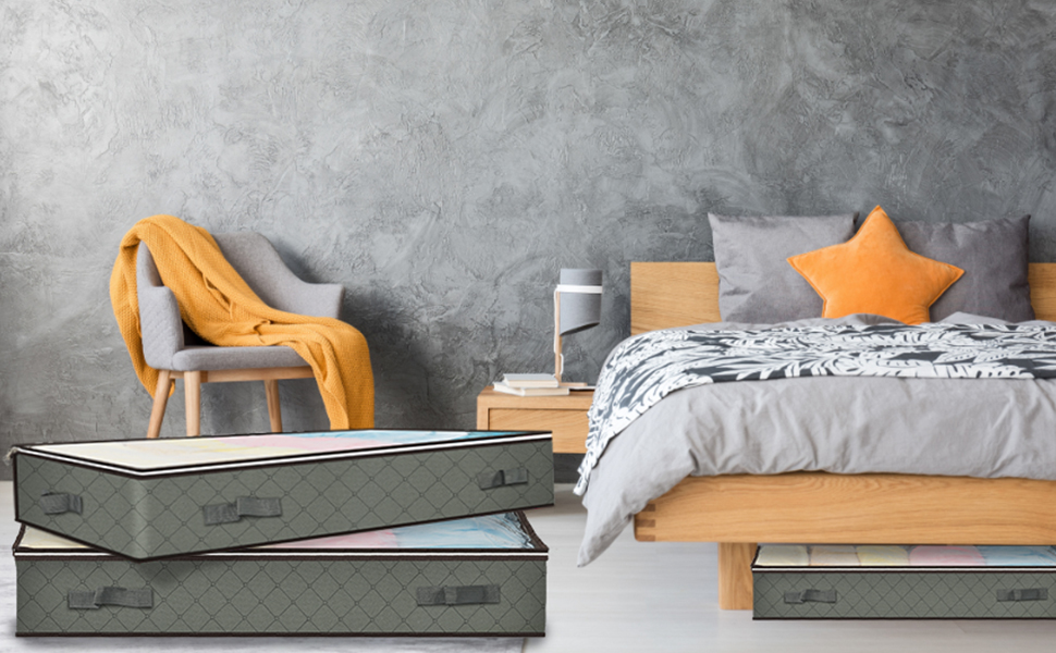 Коробки для зберігання під ліжком MIXC, 4 шт., 100 л, з кришкою, 100x50x18 см. Організація та зберігання постільної білизни, ковдр та одягу