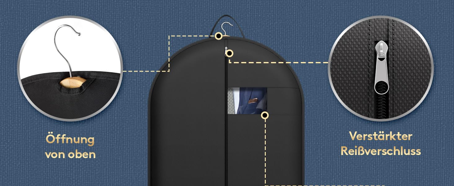 Чохол для одягу Lifewit 120 GSM з мішком для взуття - для костюмів, піджаків, ансамблів. Ідеально для подорожей та зберігання. Розмір 120 x 60 см.