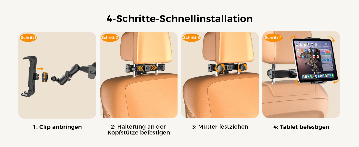 Тримач для планшета в авто OHLPRO: кріплення на підголівник, шарнірний кронштейн, сумісний з iPad, телефонами, Switch, Samsung (5-13 дюймів)