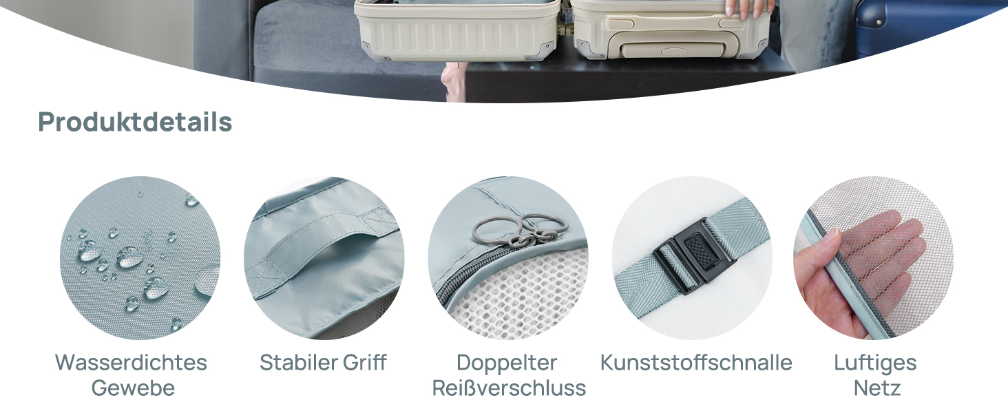 Органайзери для валізи 8 шт., дорожні куби для подорожей, водонепроникні, з косметичкою, сірі