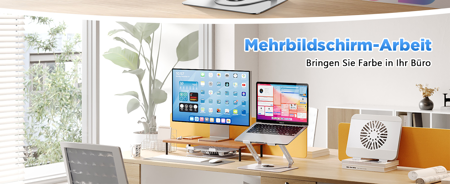 Підставка для ноутбука ICARE з магнітним охолодженням, 360° обертання, до 10 кг, 18dB, для ноутбуків та планшетів до 16 дюймів (срібна, RGB)