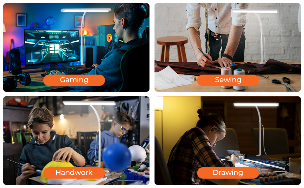 LED лампа для столу 10W з регулюванням яскравості - 160 LED, USB-адаптер, 3 колірні температури, 10 рівнів яскравості, гнучкий 30см шлангу, для дому та офісу, з пультом керування