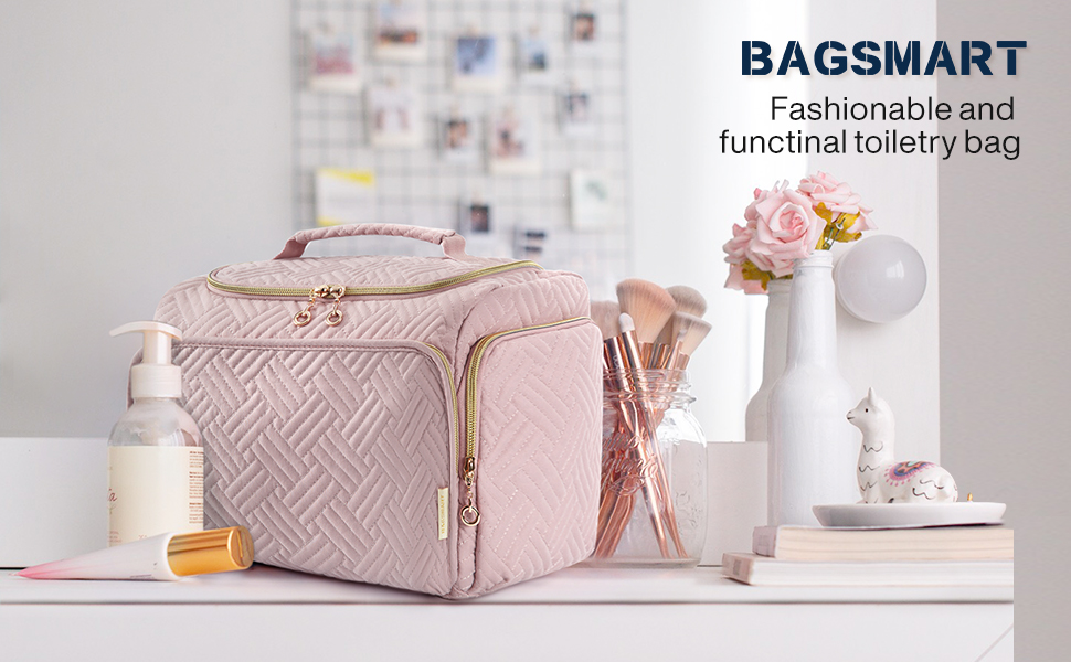 Дорожня косметичка BAGSMART, велика чорна сумка для туалетного приладдя та косметики з ручкою