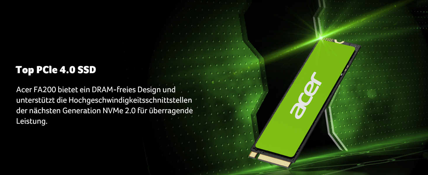 SSD Acer FA200 1TB PCIe 4.0 NVMe - Швидкий накопичувач для ПК, ноутбука, PS5 (Gen4)