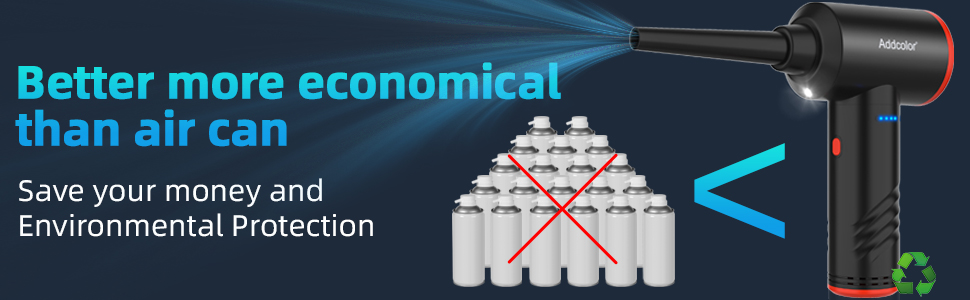 Електричний пилосос для повітряного видування ADDCOLOR, 3 швидкості, 100000 об/хв, LED-підсвічування, акумулятор 6000mAh, набір для чищення ПК, авто, дивану (чорний)