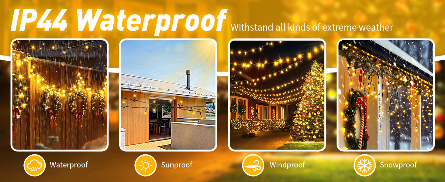 Гірлянда світлодіодна 30м, 300 LED, для дому та саду, 8 режимів, з пультом, таймер, IP44, тепле світло