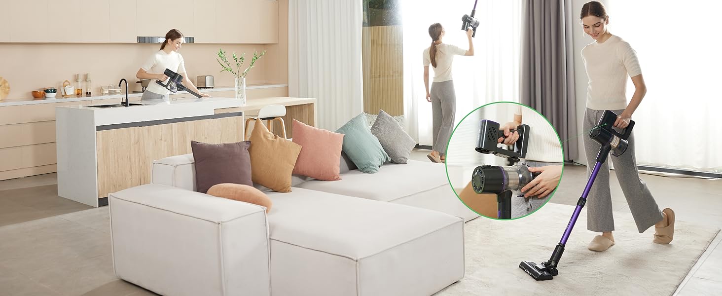 Бездротовий акумуляторний пилосос Vexilar V8PRO 6-в-1: для твердих поверхонь, килимів та шерсті тварин. 35KPa, 45 хв роботи.