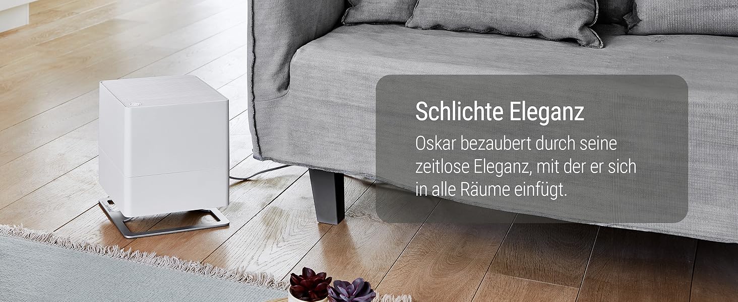 Зволожувач повітря Stadler Form Oskar, енергозберігаючий для кімнат до 50 м², з автовимкненням та нічним режимом, димування LED, дуже тихий, білий