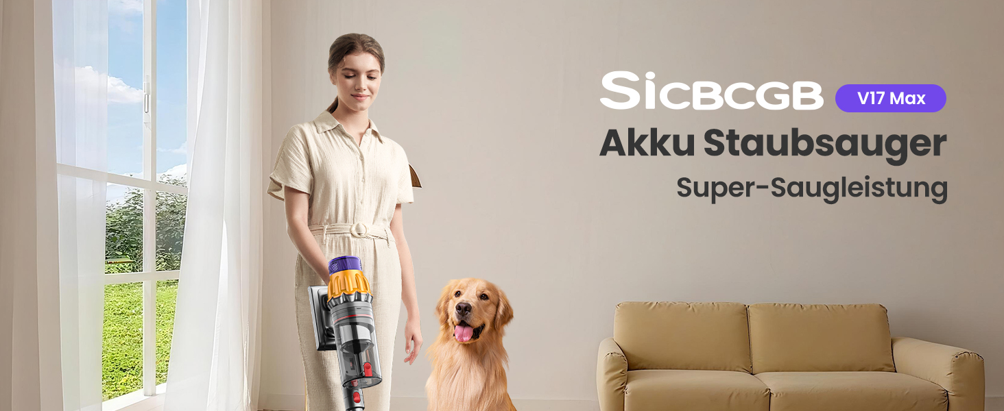 Акумуляторний пилосос SICBCGB 48000Pa/550W/70хв, 2.0L з HD-дисплеєм, антизаплутувальною щіткою, док-станцією, 11-шаровою фільтрацією для шерсті тварин та авто (фіолетовий)