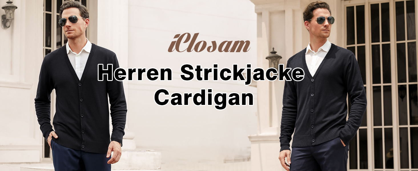 Чоловічий кардиган iClosam з V-подібним вирізом: легкий, стильний, чорний, розмір M