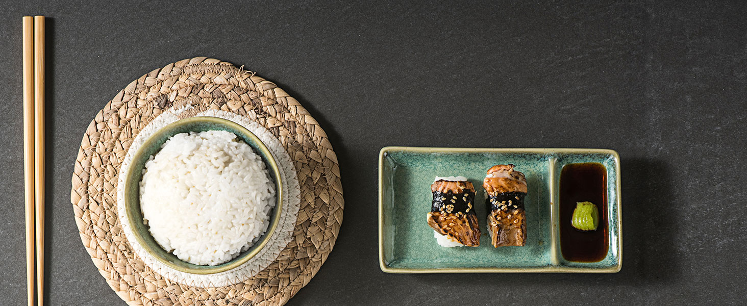 Набір посуду для суші HENXFEN: 2 тарілки, ложки, миски, зелений блиск