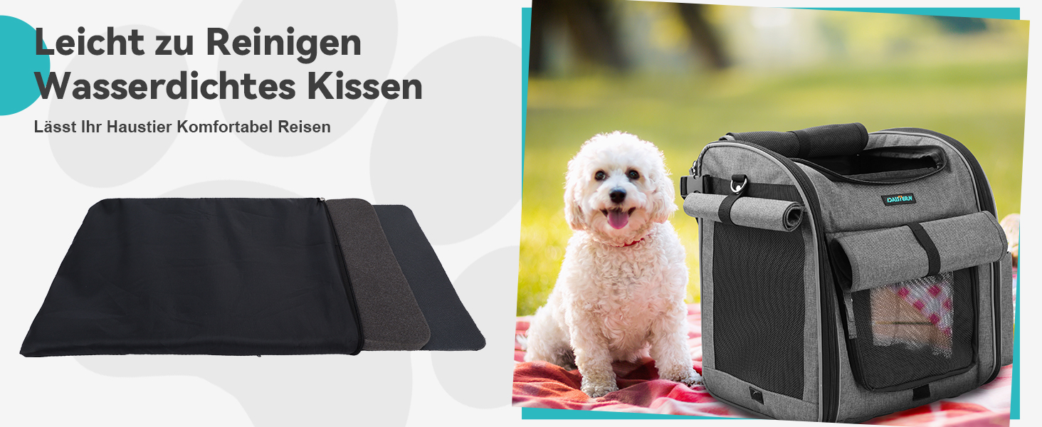 Корзина для собак на велосипед, до 10 кг, складана, дихаюча, 4-в-1 (рюкзак, сумка на плече, автокрісло), міцна L-подібна кріплення Φ55mm, зручна подушка, світловідбиваючі смуги