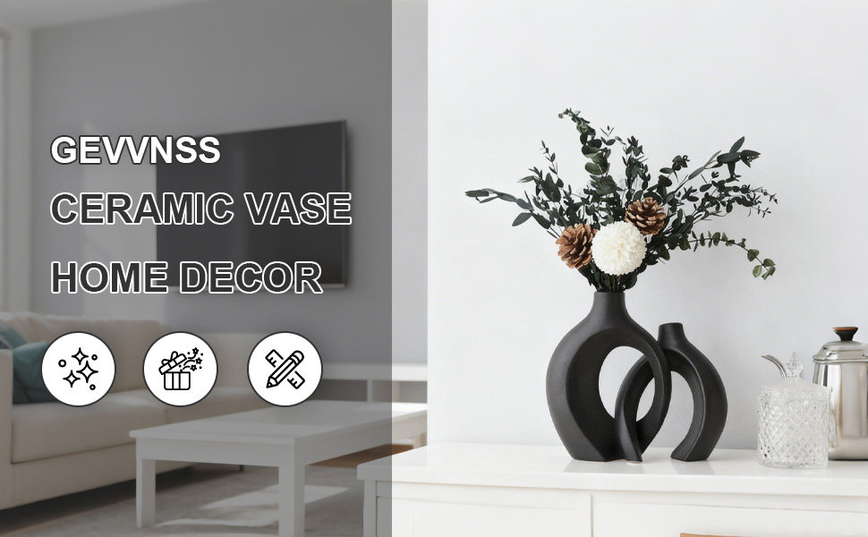 Керамічна ваза для сухоцвітів та декор, білий колір, сучасний дизайн, скандинавський стиль