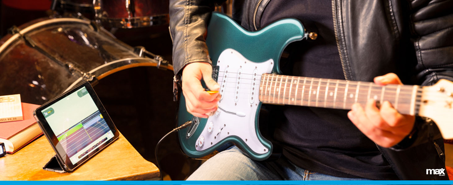 Електрогітара Max GigKit: Комплект з підсилювачем 40 Вт, аксесуарами та чохлом (4/4, блакитний)