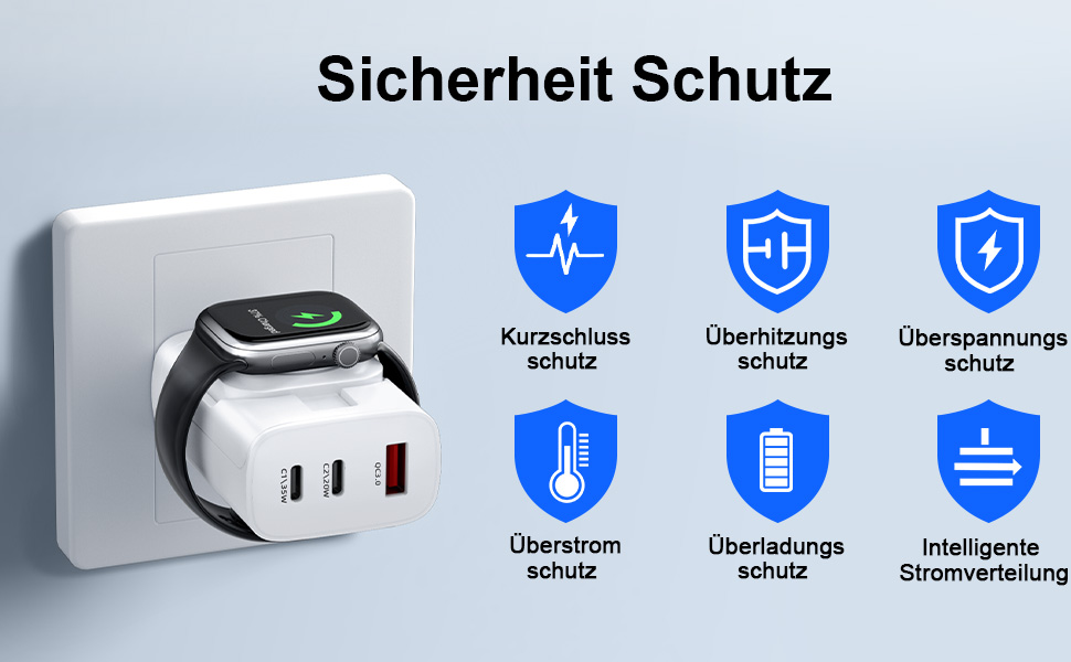 Зарядний пристрій 4-в-1 для Apple Watch та iPhone: 40W USB-C, швидка зарядка PD, сумісний з Apple Watch 10/9/8/7/6/Ultra/SE, iPhone 17/16/15 Pro Max, iPad, AirPods (Білий)