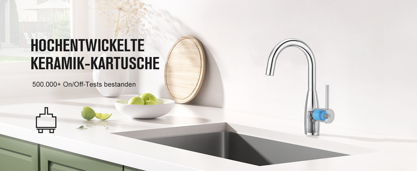 Кран кухонний CREA, 360° поворотний, для малої кухні, змішувач з високим виливом, нержавіюча сталь хром