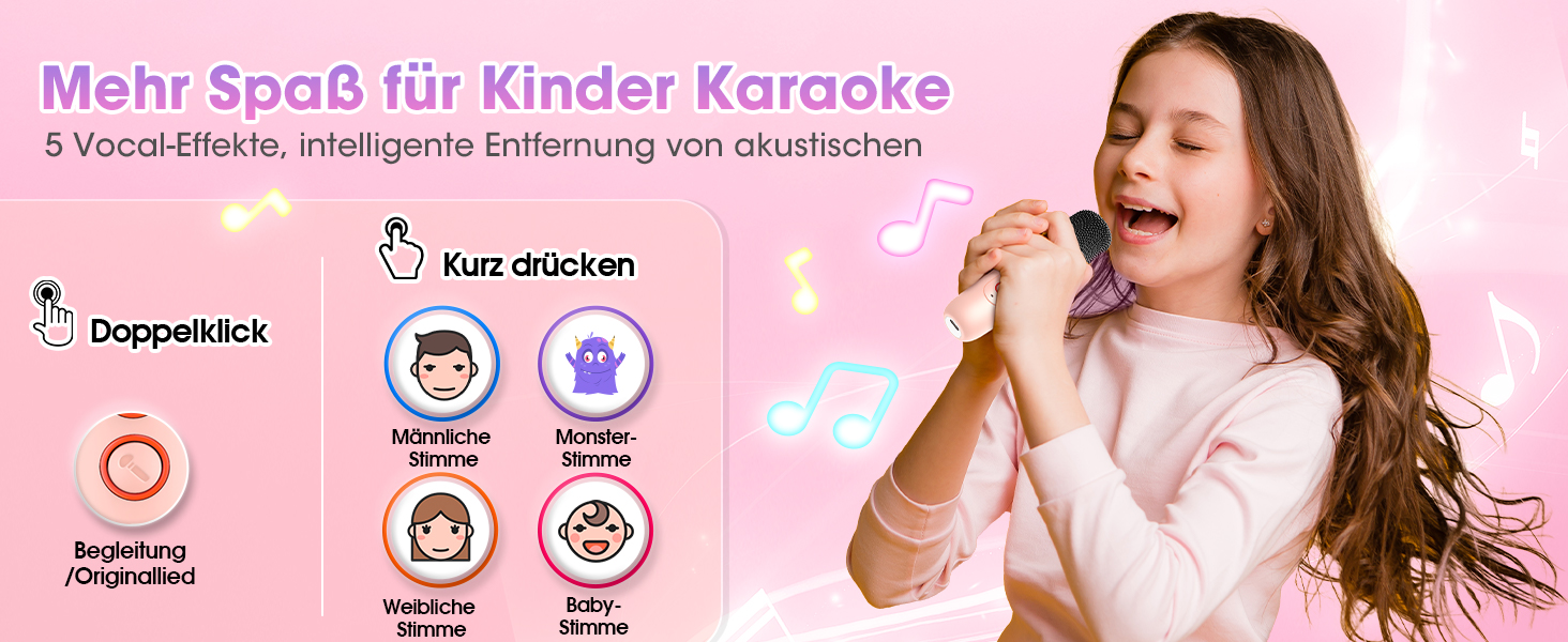 Караоке машина для дітей з 2 мікрофонами, рожева. Іграшка для дівчаток 3-12 років. Чудовий подарунок на день народження!