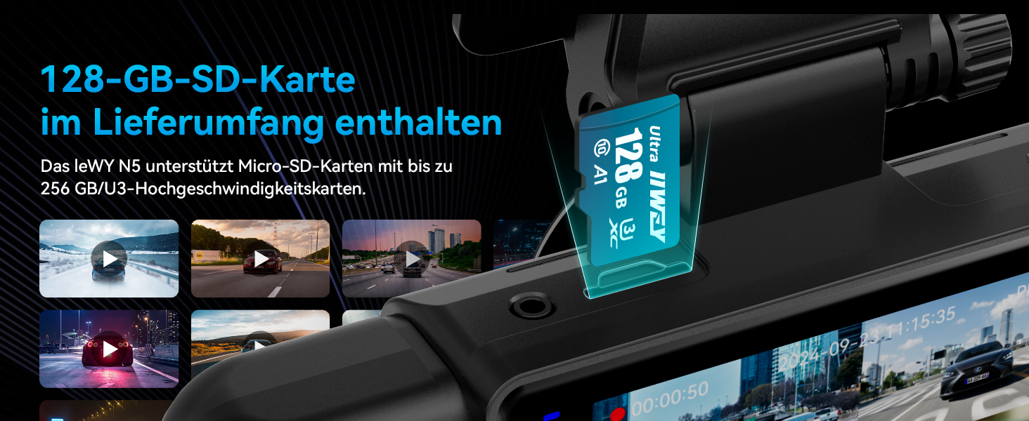 Автомобільний відеореєстратор IIWEY N5 4-канальний 360° 1080P (передній, задній, внутрішній, бічні камери) з нічним баченням, G-сенсором, режимом паркування, 5G Wi-Fi та SD-картою 128ГБ